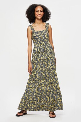 mustard floral maxi dress