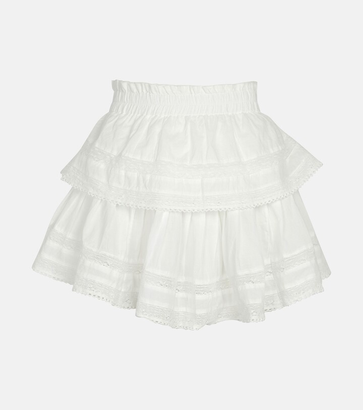 LoveShackFancy Ruffled cotton miniskirt - ShopStyle