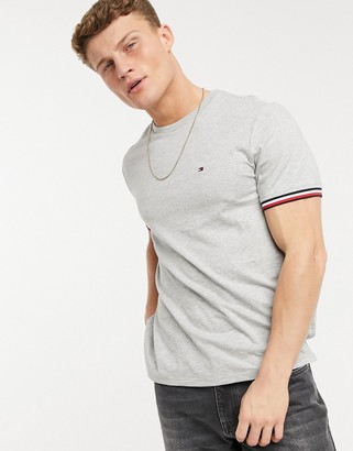 Tommy Hilfiger Windsor small flag logo T-shirt in gray - ShopStyle