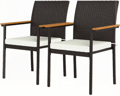 Red Barrel Studio Rattan Dining Chair with Backrest Set