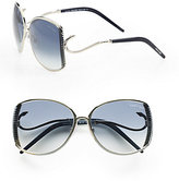 Thumbnail for your product : Roberto Cavalli Amaranto Ridged Metal Oversized Sunglasses/Palladium Blue