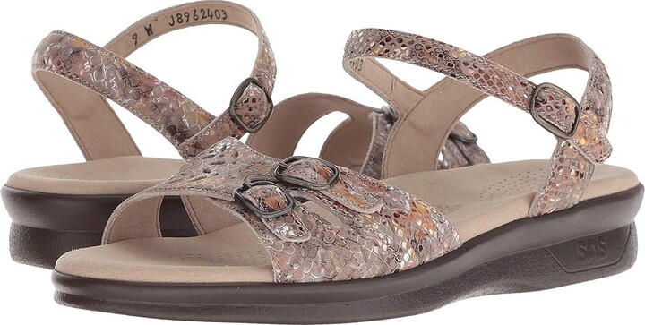 SAS Duo Adjustable Comfort Sandal Women's Shoes Multi/Snake Taupe : 7 M - Medium (B), Leather