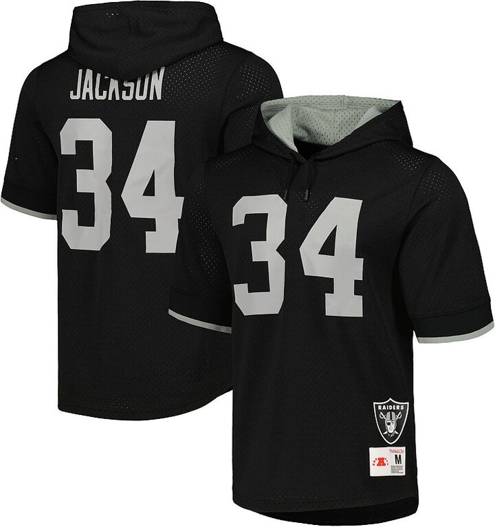 Men's Mitchell & Ness Bo Jackson Black Los Angeles Raiders Gridiron Classics Retired Player Name & Number Mesh Hoodie T-Shirt