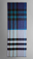 Thumbnail for your product : Burberry Colour Block Check Wool Silk Scarf
