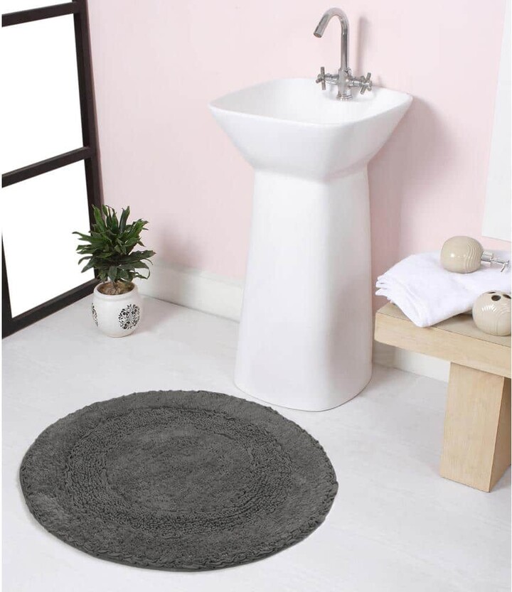 HOME WEAVERS INC Radiant Collection 100% Cotton Bath Rugs Set, 22 in. Round, Gray