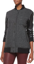 Thumbnail for your product : Current/Elliott Stanwood Leather-Sleeve Bomber Jacket