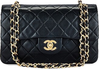 Chanel 22C Black Chevron Calfskin Small Classic Double Flap Bag