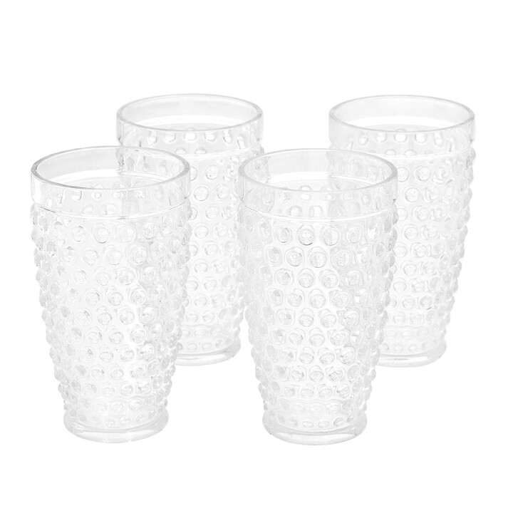 Amazon Basics Tritan Hobnail Texture Highball Glasses 18Ounce, Set