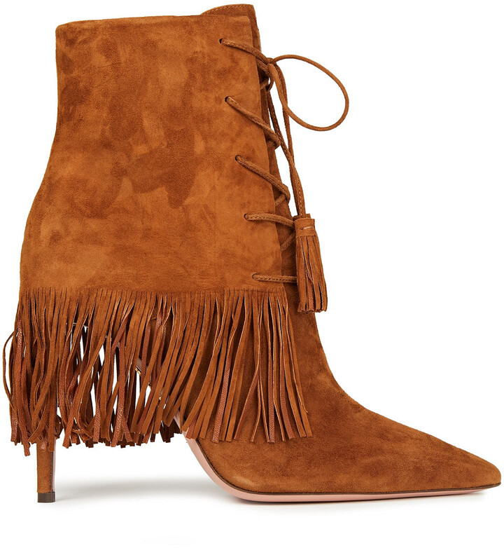 Suede Fringe Ankle Boots | Shop the world's largest collection of fashion |  ShopStyle UK