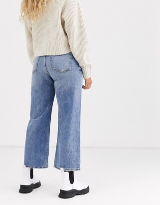 Monki Mozik wide leg cotton jeans in vintage blue - ShopStyle