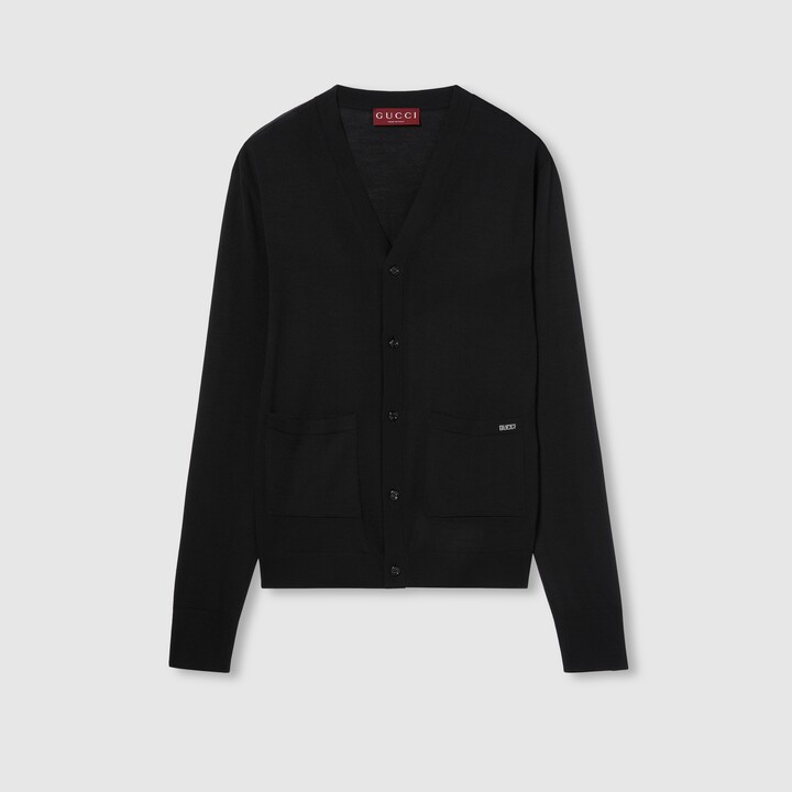 Gucci Fine wool knit cardigan with intarsia