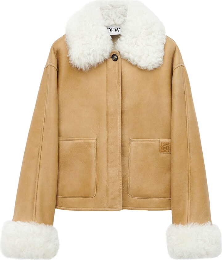 Loewe Shearling-Trim Leather Jacket
