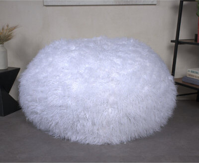 5 Foot Rounded Faux Fur Lavender Bean Bag - Comfortable, Stylish Home Decor 52 In. X , Modern
