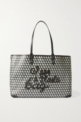 Anya Hindmarch + Net Sustain I Am A Plastic Bag Large Leather-trimmed Printed Coated-canvas Tote - Gray