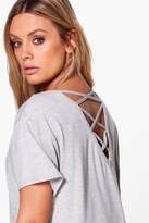 Thumbnail for your product : boohoo Plus Lisa Lace Up Back Tee