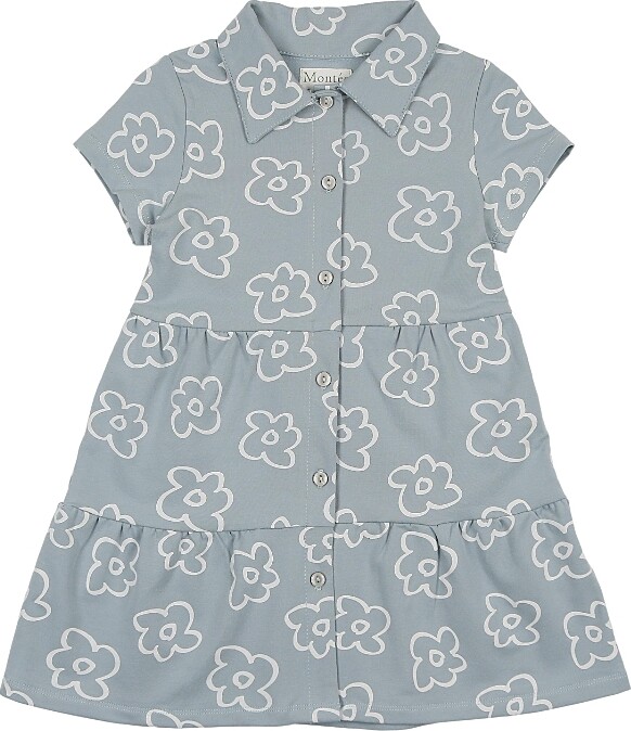 Manière Girls' Tiered Flower Short Sleeve Dress - Little Kid