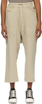 Thumbnail for your product : Rick Owens Beige Cropped Long Drawstring Lounge Pants