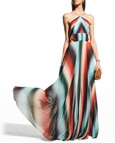 Thumbnail for your product : AMUR Janet Stripe Maxi Halter Dress