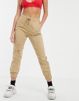 Thumbnail for your product : Bershka distressed cargo pant in tan