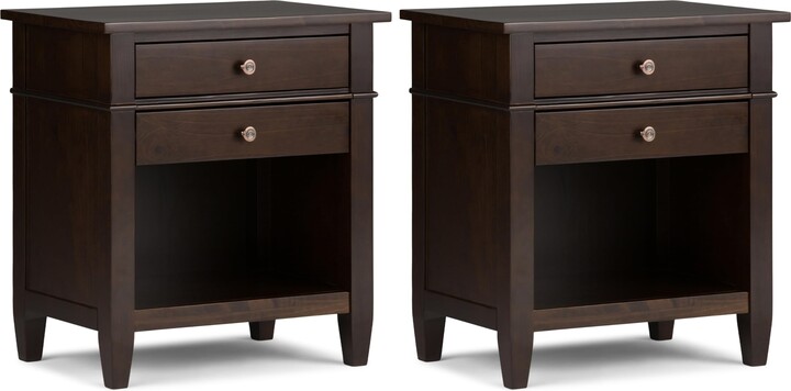 Simpli Home SIMPLIHOME Carlton Solid Wood 24 inch Wide Transitional-Style Bedside Nightstand Tables in Dark Tobacco Brown for The Living Room and Bedroom (Set of 2)