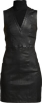 Thumbnail for your product : Theory Turtleneck Leather Mini Combo Dress