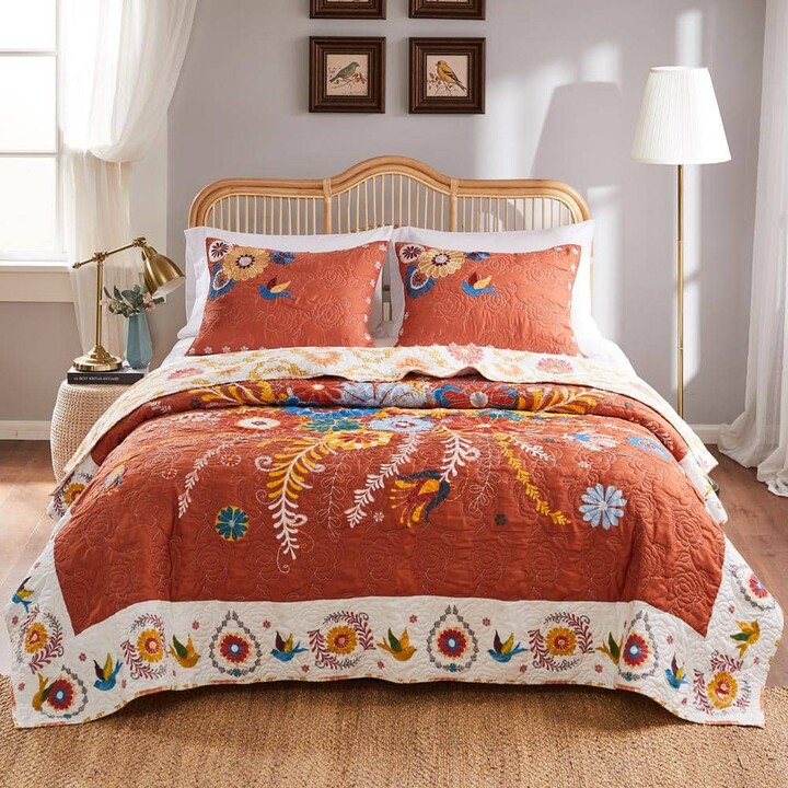 Greenland Home Fashions Topanga 3-Piece Multi Cotton Blend King / Cal King Quilt Set