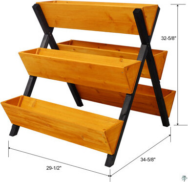 Lark Manor 3 Tiers Wooden Vertical Raised Garden Bed With Legs,Brown Planter Raised Beds Kit For Flowers Herbs Vegetables