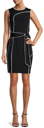 Toccin Piped Tie-Front Sheath Dress