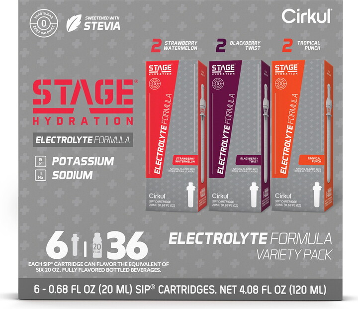 Cirkul Stage Flavor Cartridge Variety Pack, 6-Pack (2 Strawberry Watermelon, 2 Tropical Punch, 2 Blackberry Twist)