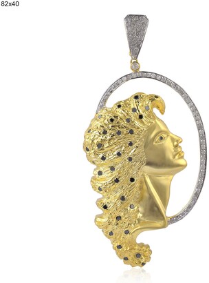 Artisan 18k Gold Diamond Silver 925 Sterling Women Face Handmade Jewelry