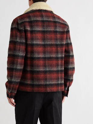 Mr P. Shearling-Trimmed Checked Wool Jacket - Men - Red
