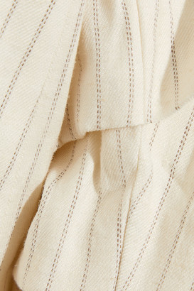 Frame Gathered Pinstriped Linen-blend Twill Blazer