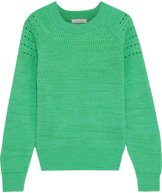 Nina Ricci Pointelle-trimmed Wool And Cotton-blend Sweater