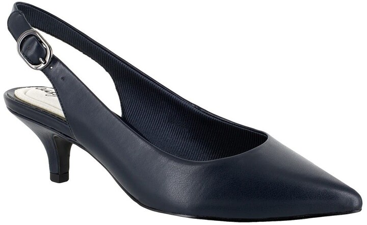 Details about   Easy Street Women's Black Patent Peep Toe Slingback Pumps Heels Size 6.5 W NEW 