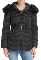 Thumbnail for your product : T Tahari Leon Faux Fur Trim Belted Puffer Coat