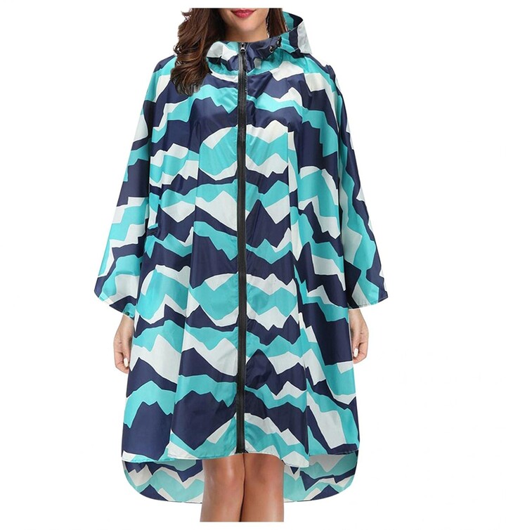 L9wei Women's Rain Poncho with Hood Long Sleeves Rain Cape Bicycle