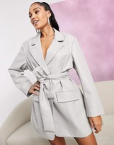 Thumbnail for your product : ASOS DESIGN glam leather-look jacket in grey
