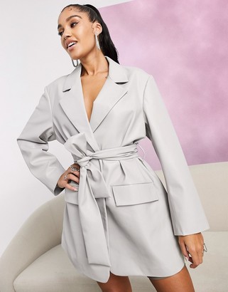 ASOS DESIGN glam leather-look jacket in grey