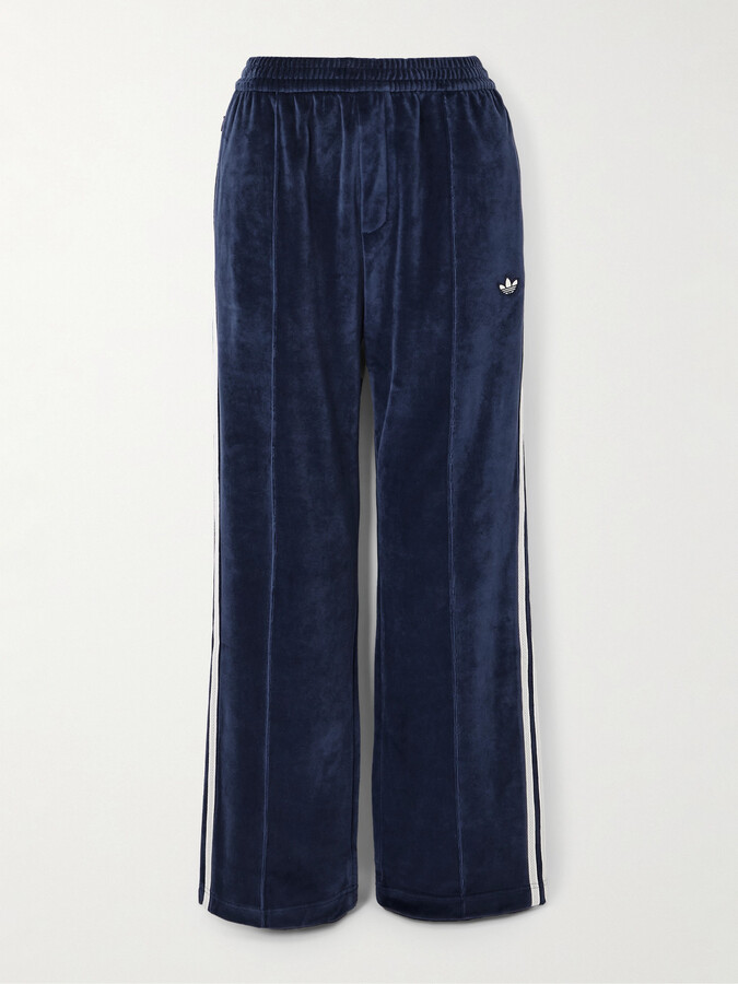 adidas + Wales Bonner Striped Cotton-blend Velour Straight-leg Track Pants - Blue
