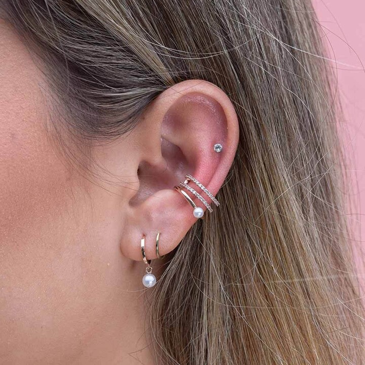 ASTRID & MIYU Pearl Ear Cuff in Rose Gold ShopStyle Jewellery