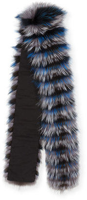 Pologeorgis Layered Fox Fur Scarf, Blue/Black