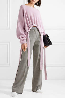 Stella McCartney Gathered Asymmetric Ribbed Cashmere And Wool-blend Sweater