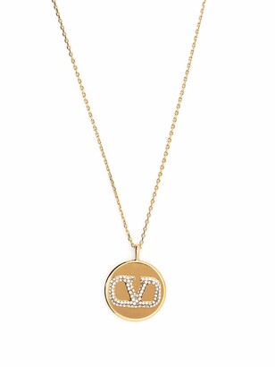 Valentino Garavani VLogo crystal-embellished pendant necklace - ShopStyle