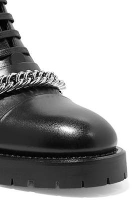Burberry Barke Chain-trimmed Leather Ankle Boots - Black