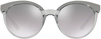 Versace Embossed Mirrored Cat-Eye Sunglasses, Gray