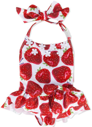 MonnaLisa strawberry print swimsuit - kids - Spandex/Elastane/polyester - 6 mth