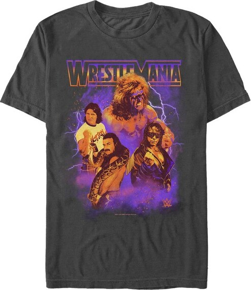WWE Men'sWWERetroWrestlersCollageT-Shirt-Charcoal-2XLarge