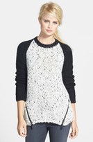 Thumbnail for your product : Kensie Zip Detail Mix Knit Sweater
