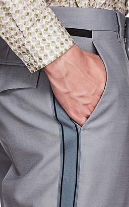 Prada Men's Striped-Side Wool-Mohair Trousers - Gray