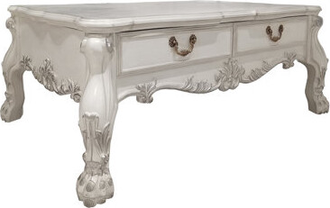 Rosdorf Park Adison Traditional 2-Drawer Coffee Table with Claw Leg Bone White